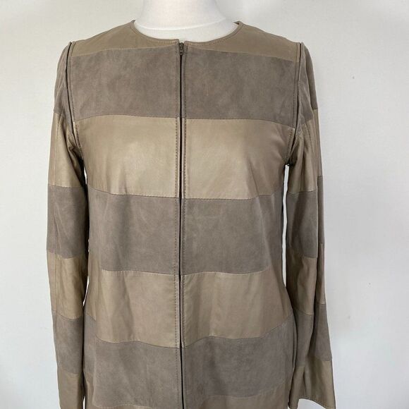 Chris! Long Leather Jacket with Removable Sleeves - Picture 4 of 11